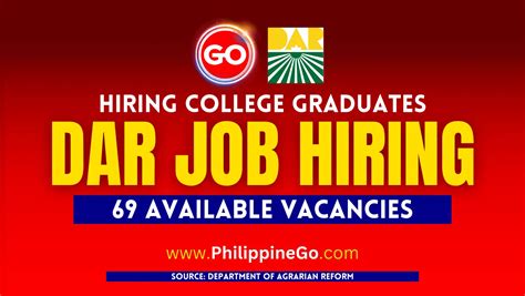 DAR Job Vacancies, Open for College Graduates with 69 Vacant Positio.